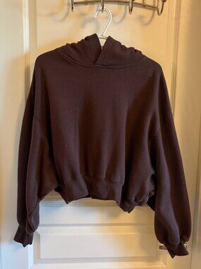 Brown Oversized Cropped Boxy Hoodie - J.O & Co, Size Large